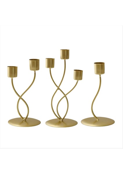 3pcs Altın Şamdan Seti Lüks Zarif Metal Demir Mum Tutucular Avrupa Dekoratif Masa Mum Standları (Yurt Dışından)