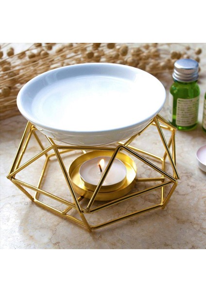 4x Seramik Koku Lambası Esansiyel Yağ Burner Esansiyel Yağlar Için Metal Brülör Yuvarlak Seramik Kase ile Melt Brülör (Yurt Dışından)