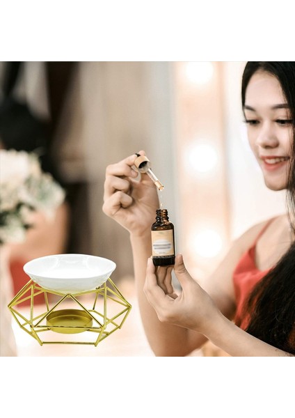 4x Seramik Koku Lambası Esansiyel Yağ Burner Esansiyel Yağlar Için Metal Brülör Yuvarlak Seramik Kase ile Melt Brülör (Yurt Dışından) indirimleri