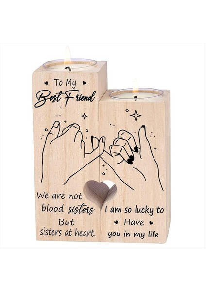 Kadınlar Için Çift Taraflı Baskı Arkadaşlar Için Hediyeler Arkadaşlık Hediyeleri Şamdanlar Doğum Günü Hediyeleri Ahşap Ruh Mum Tutucu (Yurt Dışından)