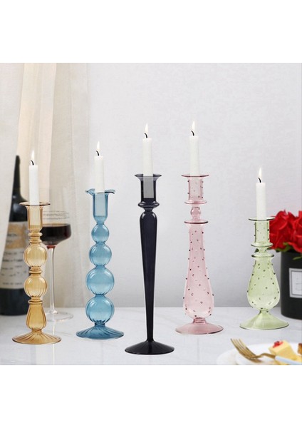 Romantik Cam Mum Tutucu Vintage Cam Şamdan Hidroponik Şeffaf Vazo Avrupa Tarzı Hediye Şeffaf Pembe (Yurt Dışından) fiyatları