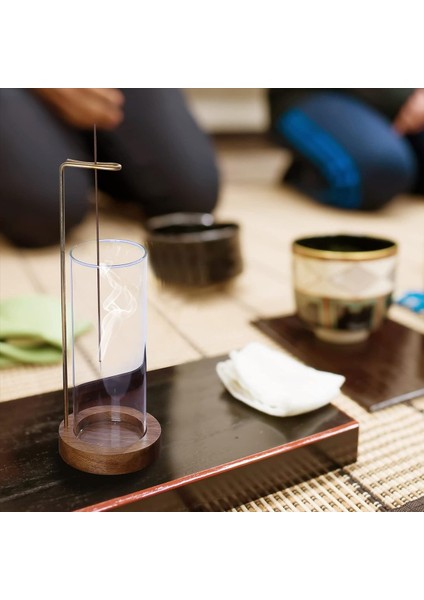 Tütsü Tutucu Insence Stick Tutucu Cam ile Uçan Tütsü Brülörü Kaymaz Ahşap Tepsi ve Pirinç Tütsü Çubuk Standı (Yurt Dışından) indirimleri