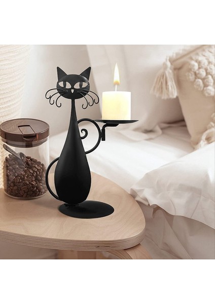 Kedi Mum Tutucu Vintage Candlestick Masaüstü Mum Stand Dekoru Çiftlik Evi Partisi Merkez Dekorasyon Hediyesi (Yurt Dışından) modelleri