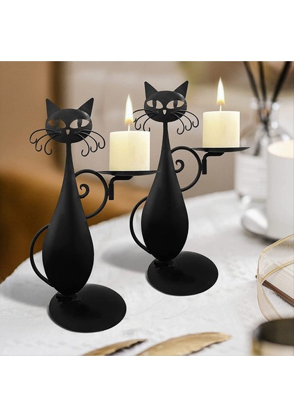 Kedi Mum Tutucu Vintage Candlestick Masaüstü Mum Stand Dekoru Çiftlik Evi Partisi Merkez Dekorasyon Hediyesi (Yurt Dışından) fırsatları