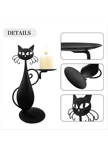 Kedi Mum Tutucu Vintage Candlestick Masaüstü Mum Stand Dekoru Çiftlik Evi Partisi Merkez Dekorasyon Hediyesi (Yurt Dışından) indirimleri