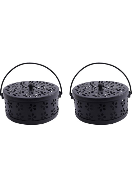 2x Nordic Retro Metal Içi Boş Çiçek Sivrisinek Tutucu Bahçe Brülör Sivrisinek Kovucu Kutu (Siyah) (Yurt Dışından)