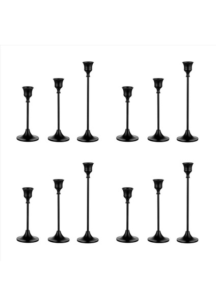 Konik Mum Tutucular Siyah Şamdan Seti 12 Mum Çubuğu Şömine Yemek Masası Için Uzun Tutucu Ev Dekorasyonu (Yurt Dışından) modelleri