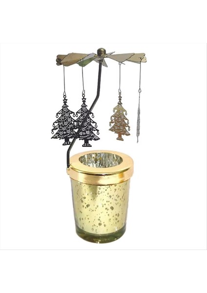 Dönen Mum Tutucu Basit Modern Mum Işığı Akşam Yemeği Dönen Projeksiyon Mum Tutucu Ağaç (Yurt Dışından)