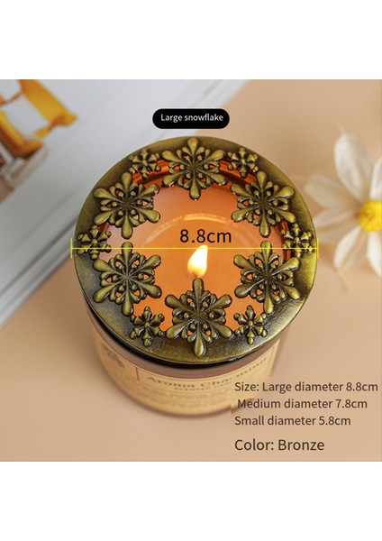 Mum Toppers Kokulu Mumlar Kapağı Kadınlar Için Mum Hediyeleri Kavanoz Mumlarının Eşit Olarak Erimesine Kar Tanesi Bronz 8 8 cm (Yurt Dışından)