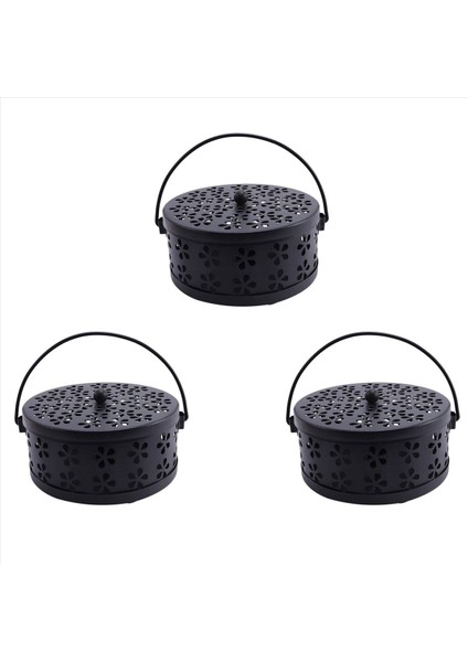 3x Nordic Retro Metal Içi Boş Çiçek Sivrisinek Tutucu Bahçe Brülör Sivrisinek Kovucu Kutu (Siyah) (Yurt Dışından)