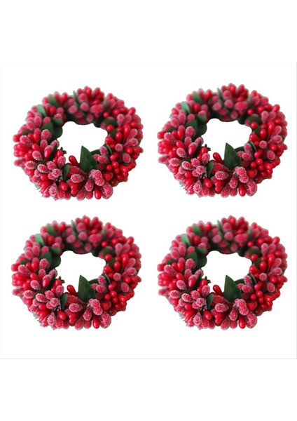 Kırmızı Berry Candlesticks Berry Candle Tutucu Noel Tealight-Candle Tutucu Çelenk Noel Mini Süslemesi (Yurt Dışından)