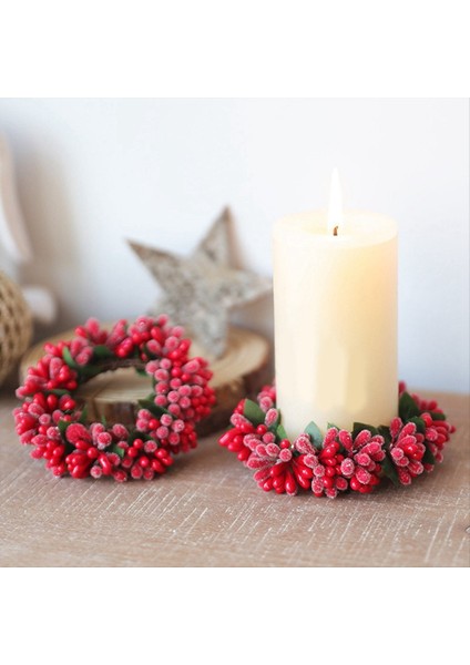 Kırmızı Berry Candlesticks Berry Candle Tutucu Noel Tealight-Candle Tutucu Çelenk Noel Mini Süslemesi (Yurt Dışından) fiyatları