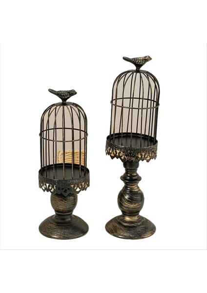 2pcs Retro Kuş Kafesi Mum Tutucu Metal Demir Sanat Şamdan Düğün Partisi Ev Masaları Centerpieces Dekorasyon Siyah (Yurt Dışından)