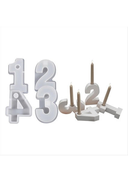 4pcs 1-4 Sayı Kalıbı Dıy Silikon Kalıp 3D El Yapımı Mum Tutucu Kalıplar Sıva Kalıbı Mum Tutucu Kalıp (Yurt Dışından) fiyatları