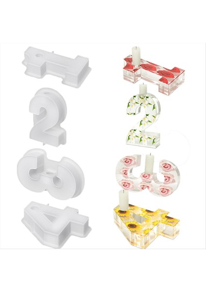 4pcs 1-4 Sayı Kalıbı Dıy Silikon Kalıp 3D El Yapımı Mum Tutucu Kalıplar Sıva Kalıbı Mum Tutucu Kalıp (Yurt Dışından) indirimleri