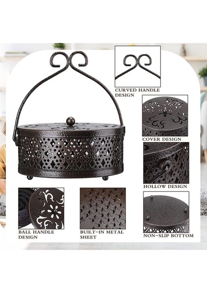 4pcs Tütsü Tutucu Bronz Retro Taşınabilir Asma Tütsü Brülör Tutucu Sap Yuvarlak Tütsü Tutucu Siyah (Yurt Dışından) modelleri