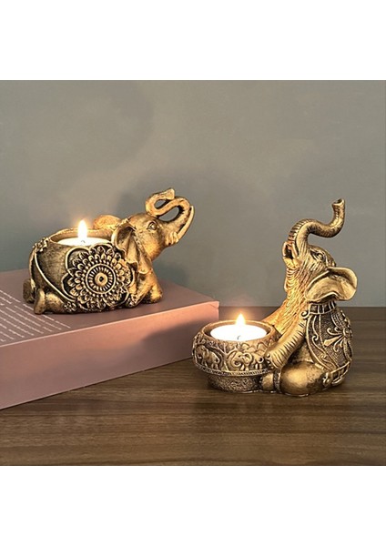 B-Gold Hayvan Mum Tutucuları Fil Heykel Çayı Işık Mum Tutucu Deco Küçük Mum Çubuk Tutucuları Iyi Şanslı Hediye (Yurt Dışından) fırsatları
