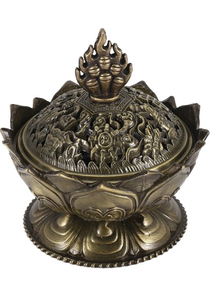 Lotus Tütsü Duman Koni Aroma Brülör Tutucu Soba Backflow Sansürü Dekor-Bronz (Yurt Dışından)