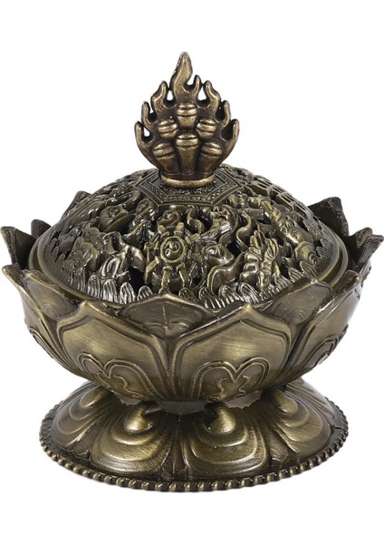 Lotus Tütsü Duman Koni Aroma Brülör Tutucu Soba Backflow Sansürü Dekor-Bronz (Yurt Dışından) modelleri
