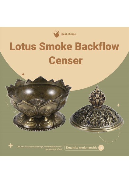 Lotus Tütsü Duman Koni Aroma Brülör Tutucu Soba Backflow Sansürü Dekor-Bronz (Yurt Dışından) fırsatları
