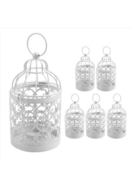 6 Adet Mum Çayı Işık Tutucular Metal Asılı Içi Boş Kuş Kafesi Fener Vintage Dekoratif Merkez Parçaları Düğün Partisi (Yurt Dışından)