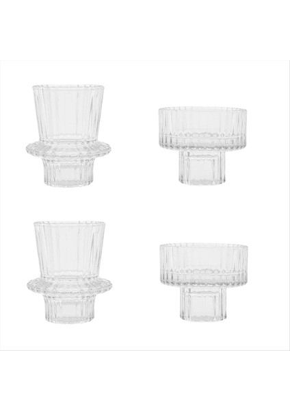 Cam Mum Tutucular Konik Şamdan Tutucu 2 Farklı Boyutlar Modern Yivli Tasarım Mum Tutucu Düğün Dekoru A (Yurt Dışından)