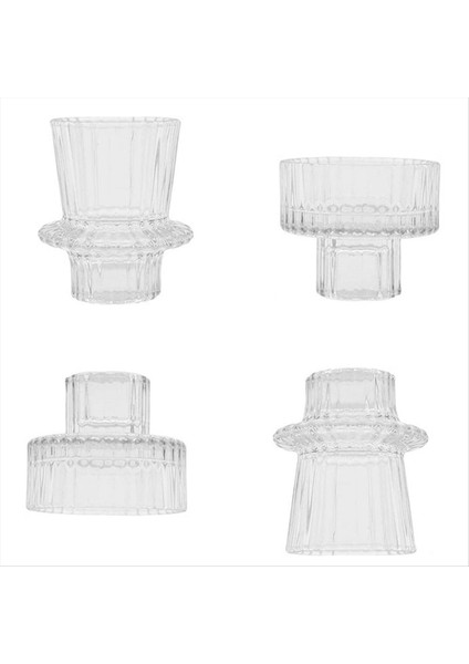 Cam Mum Tutucular Konik Şamdan Tutucu 2 Farklı Boyutlar Modern Yivli Tasarım Mum Tutucu Düğün Dekoru A (Yurt Dışından) fiyatları