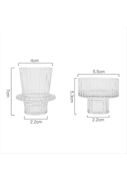 Cam Mum Tutucular Konik Şamdan Tutucu 2 Farklı Boyutlar Modern Yivli Tasarım Mum Tutucu Düğün Dekoru A (Yurt Dışından) fırsatları