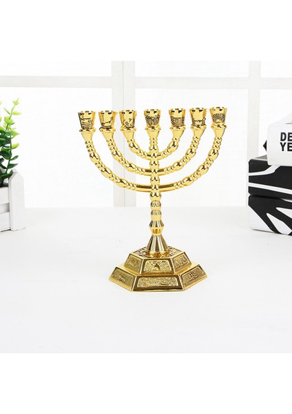 2x Altın Yahudi Menorah Mum Sahibi Dinler Şamla Hanukkah Şamdanlar 7 Şube Menorah -L (Yurt Dışından) modelleri