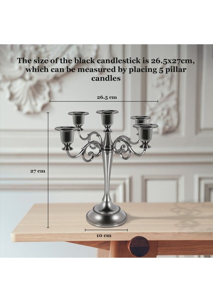5 Silahlı Siyah Metal Şamla Ev Dekoru Düğün Noel Kilisesi Partisi Için Gotik Mum Tutucular (Yurt Dışından)