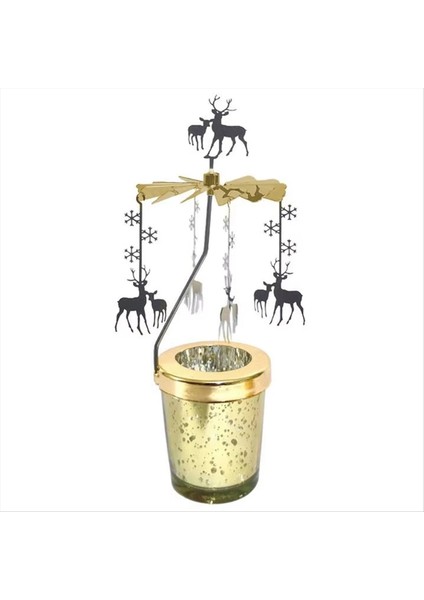 Dönen Mum Tutucu Basit Modern Mum Işığı Akşam Yemeği Dönen Projeksiyon Mum Tutucu Geyik (Yurt Dışından)