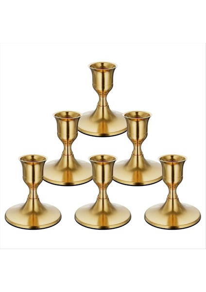 6pcs Pirinç Altın Konik Mum Tutucular Akşam Yemeği Odası Masası Merkezi Veya Mantel Için Vintage Metal Şamdan Tutucular (Yurt Dışından)