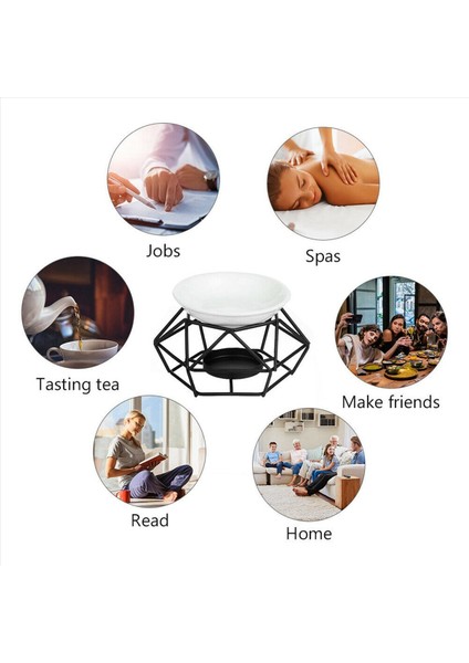 2x Hassas Romantik Seramik Tealight Mum Tutucu Yağ Brülörü Aroma Difüzör Fırını Ev Dekorasyonu Şık Tasarım (Yurt Dışından)