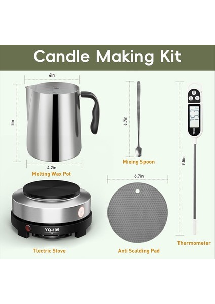 Sıcak Plakalı Mum Yapma Kiti Mum Yapımı Balmumu Eritme Potası Karıştırma Kaşık Anti-Ölçeklendirme Ped Abd Fiş (Yurt Dışından) fırsatları