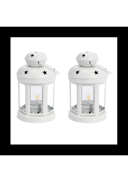 2x Vintage Metal Asma Mum Fenerler Tealight Hakkı Düğün Için Şamdan Ev Doğum Günü Partileri Hediye -Beyaz (Yurt Dışından)