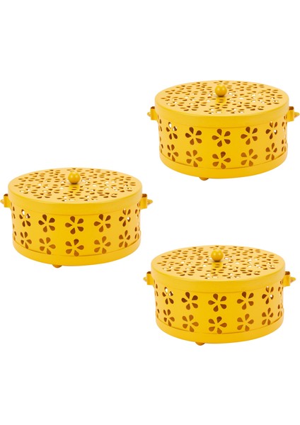 3x Nordic Retro Metal Içi Boş Çiçek Sivrisinek Tutucu Bahçe Brülör Sivrisinek Kurtlayıcı Kutu (Sarı) (Yurt Dışından)