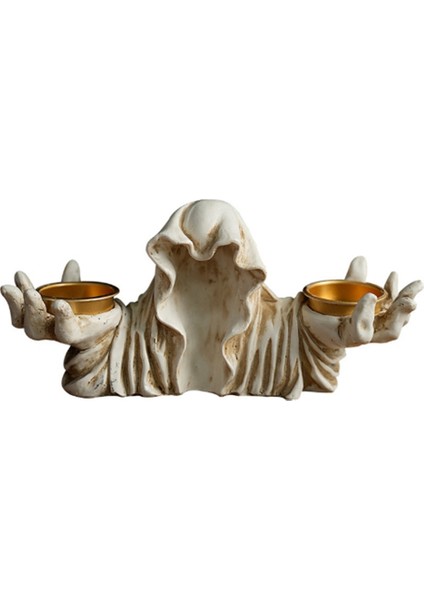 Hayalet Mum Tutucu Vintage Reçine Figürin Cadılar Bayramı Mum Tutucu Mumluk Tablo B Için (Yurt Dışından)