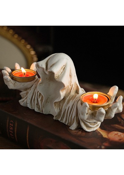 Hayalet Mum Tutucu Vintage Reçine Figürin Cadılar Bayramı Mum Tutucu Mumluk Tablo B Için (Yurt Dışından) modelleri