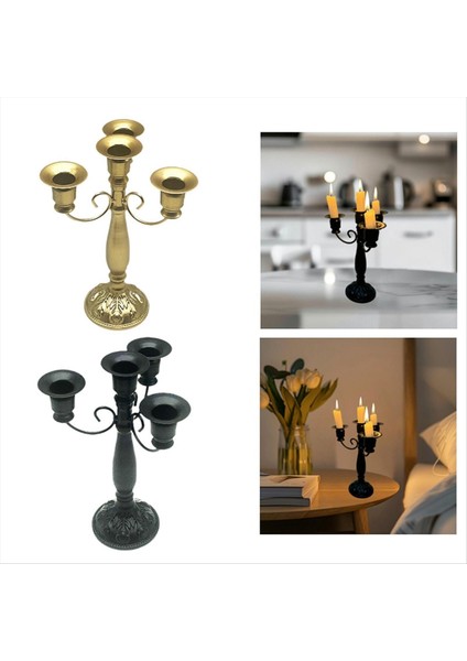 Çok Kollu Mum Tutucu Düğün Merkezi Mum Tutucu Vintage Tasarım Yüksek Zarif Mum Tutucu Altın (Yurt Dışından) modelleri