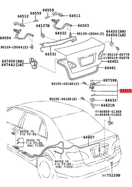 Toyota Corolla E12 2004-2013 Toyota Corolla E12 Için Araba Bagaj Kapağı Kilit Bloğu 64610-12360 (Yurt Dışından) modelleri