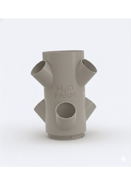 H2O Farm Hidroponik Sistem 2 Katlı – 6 Bitkili Modüler Kule Parçası (Geçmeli Gövde)