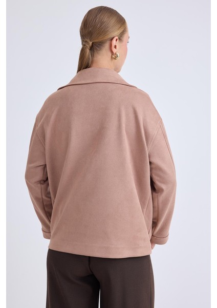 Düşük Omuz Kapak Cepli Süet Ceket fırsatları