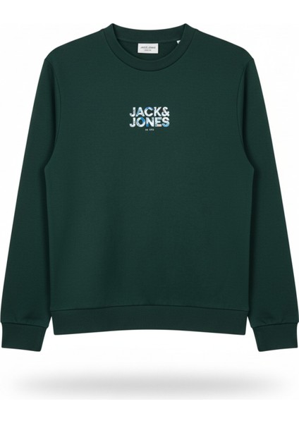 Erkek Minimal Gögüs Baskili Bisiklet Yaka Sweatshirt - New Plas