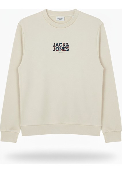 Erkek Minimal Gögüs Baskili Bisiklet Yaka Sweatshirt - New Plas