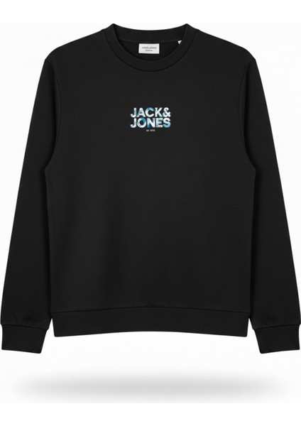 Erkek Minimal Gögüs Baskili Bisiklet Yaka Sweatshirt - New Plas