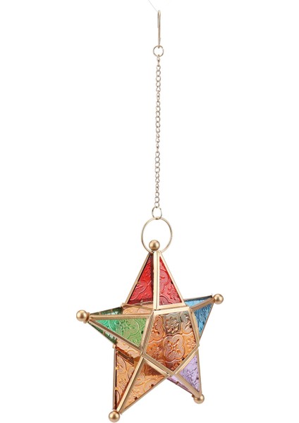 2x Çok Renkli Cam Yıldız Adak Çayı Işık Mum Tutucu Asma Aydınlatma Fener (Yurt Dışından) fiyatları