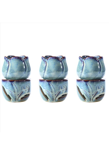 3x Aromaterapi Fırını Mum Lambası Dekorasyon Yatak Odası Esansiyel Yağ Tütsü Brülör Lale Seramik Mum (Yurt Dışından)