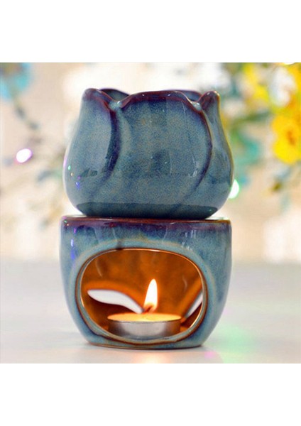 3x Aromaterapi Fırını Mum Lambası Dekorasyon Yatak Odası Esansiyel Yağ Tütsü Brülör Lale Seramik Mum (Yurt Dışından) fiyatları