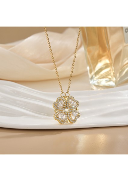 Yeni Kıdemli Işık Duygusu Lüks Mikro Set Zirkonya Bakır 18 Ayar Altın Kaplama Kolye Kolye Köprücük Kemiği Zinciri Takı ile Kadın Moda (Yurt Dışından)