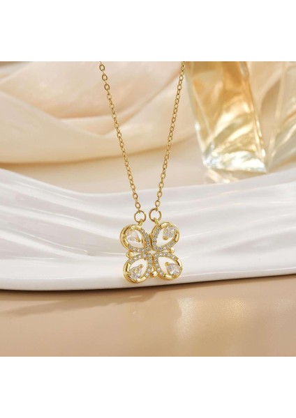 Yeni Kıdemli Işık Duygusu Lüks Mikro Set Zirkonya Bakır 18 Ayar Altın Kaplama Kolye Kolye Köprücük Kemiği Zinciri Takı ile Kadın Moda (Yurt Dışından)